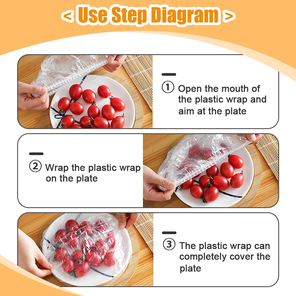 Disposable Food Cover Bags Elastic Plastic Wrap Covers Food Preservation Bag Bathroom Waterproof Shower Cap Kitchen Accessories