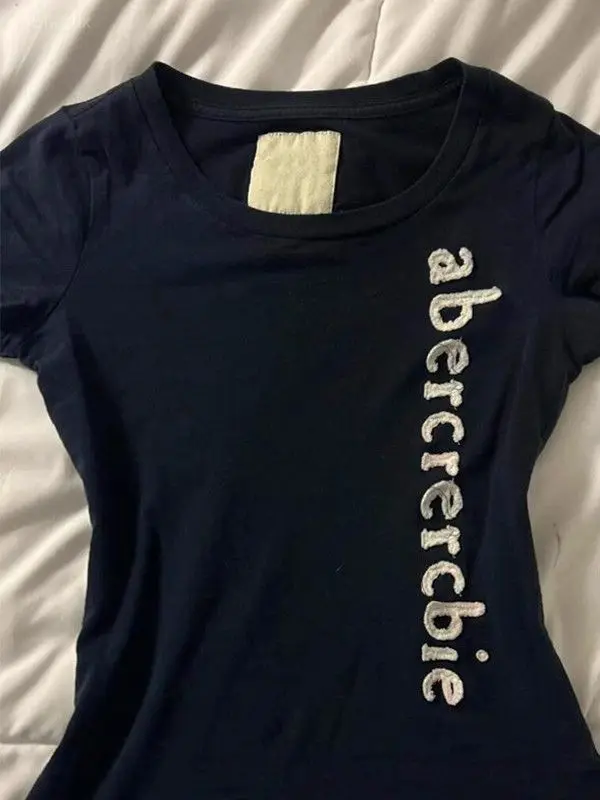 American Vintage Spice Girls Embroidery T-shirt O Neck Half Sleeve Slim All-match Shirts Minority Personalized Crop Tops