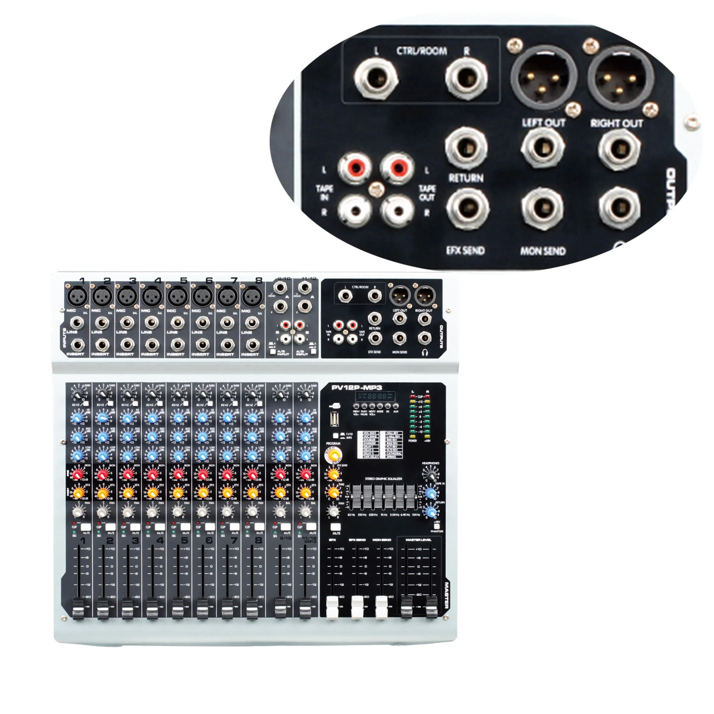 Public address system 10 channel usb interface power professional dj controller mixer