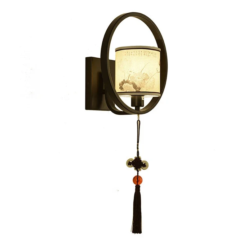 

Black Wall Lamp Simple Bedroom Bedside Sconce Hotel Living Room Decoration Wall Lights Staircase Aisle China Retro Light Fixtues