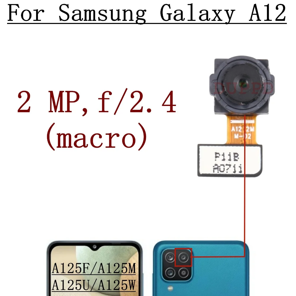 Rear Front Camera For Samsung Galaxy A12 A125 Selfie Facing Backside Frontal Back Camera Module Flex Repair Spare Parts