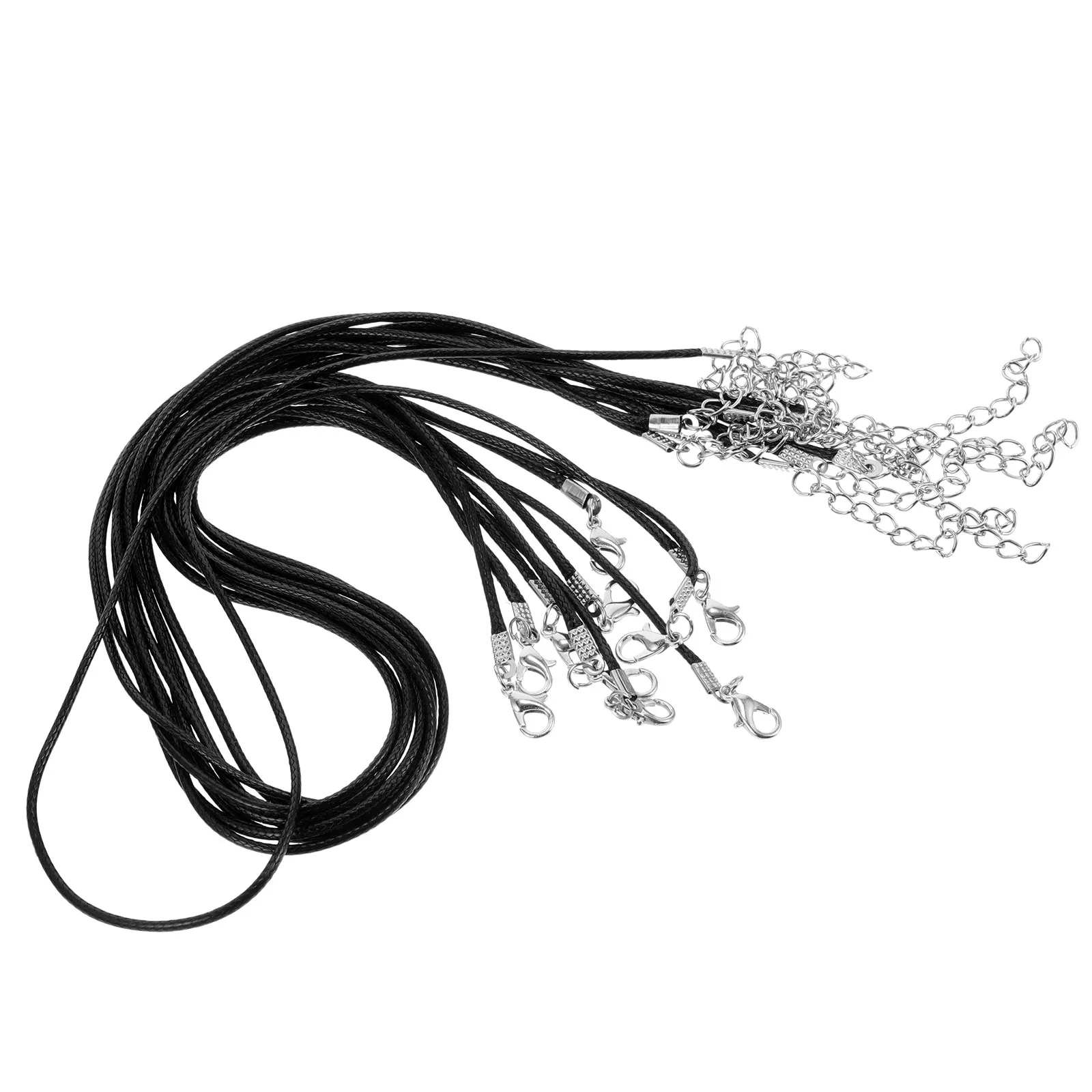 20pcs Black Braided Stainless Steel Necklace Chains for DIY Jewelry Making – Wear-Resistant Imitation Wax Cord