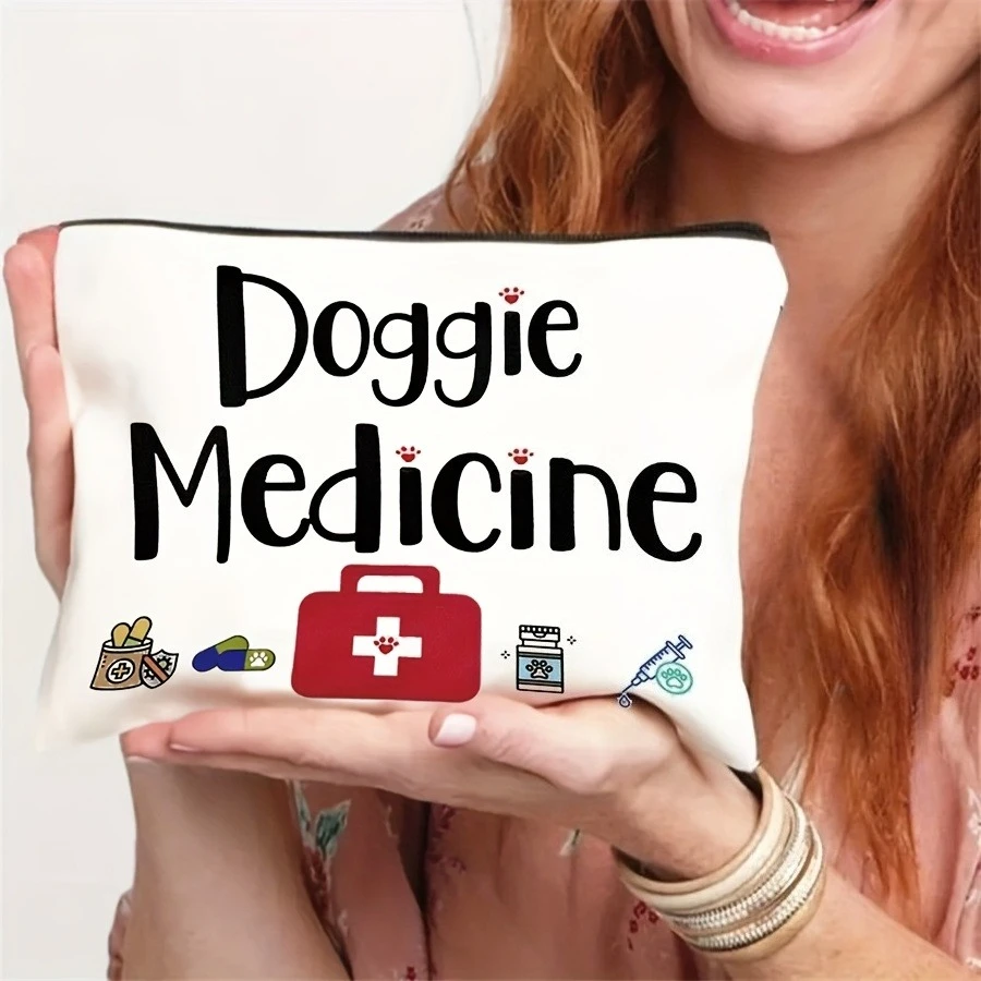 Make-up-Tasche für Hundevater, Medikamente mit Pfoten-Design, tragbar, leicht, Reise-Organizer, multifunktionale Kosmetik-Aufbewahrungstasche