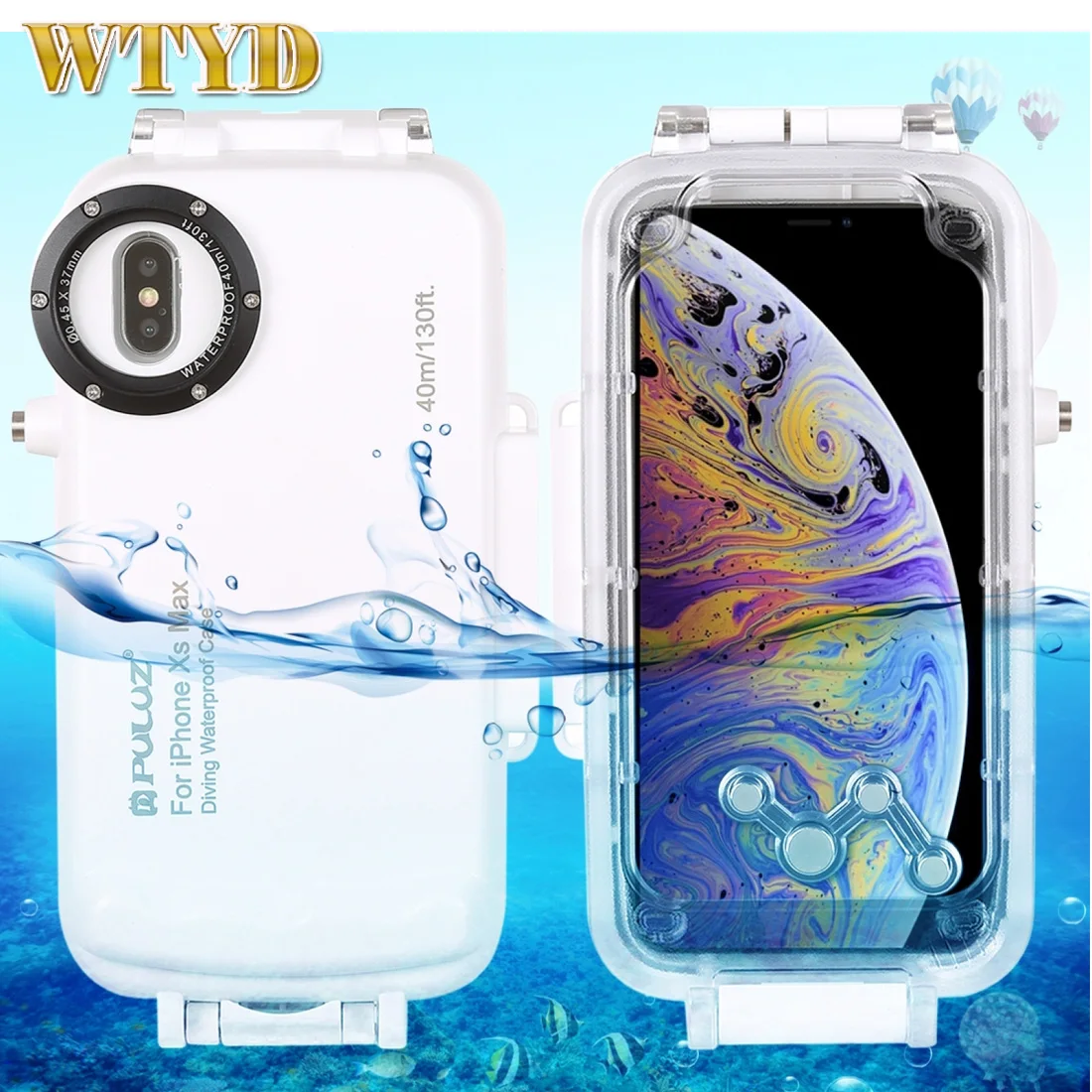 حالة غوص مضادة للماء لهاتف iphone xs max ، 40m ، 130ft ، حافظة للصور والفيديو