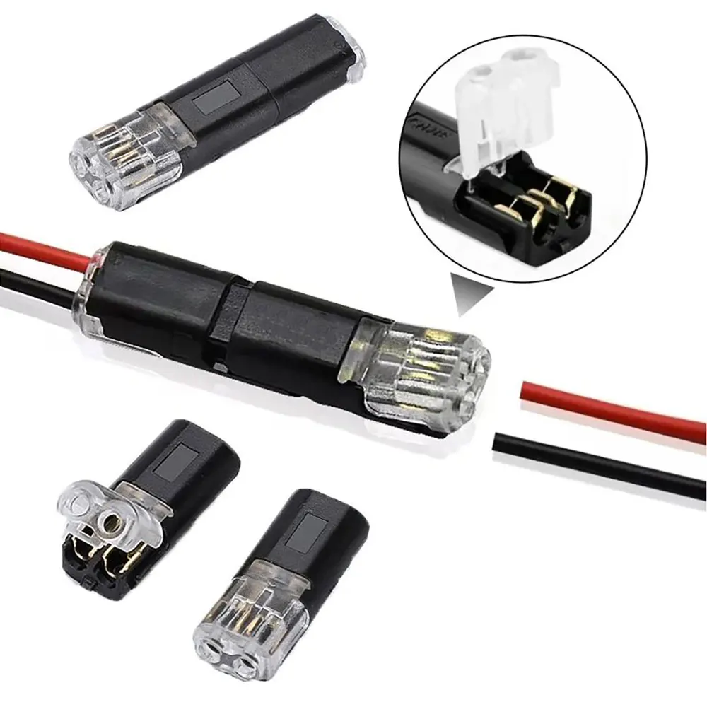 2Pin Strippping Free Pluggable Wire Connector Quick Splice Electrical Cable Crimp Terminals For 22-18AWG LED/Car Wires Wiring