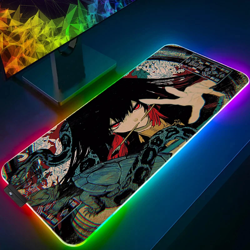 RGB Mouse Pad Anime Girls illustration Anime Gaming Accessories Mouse pad LED Completo Computer Keyboard Desk Mat Varmilo Table