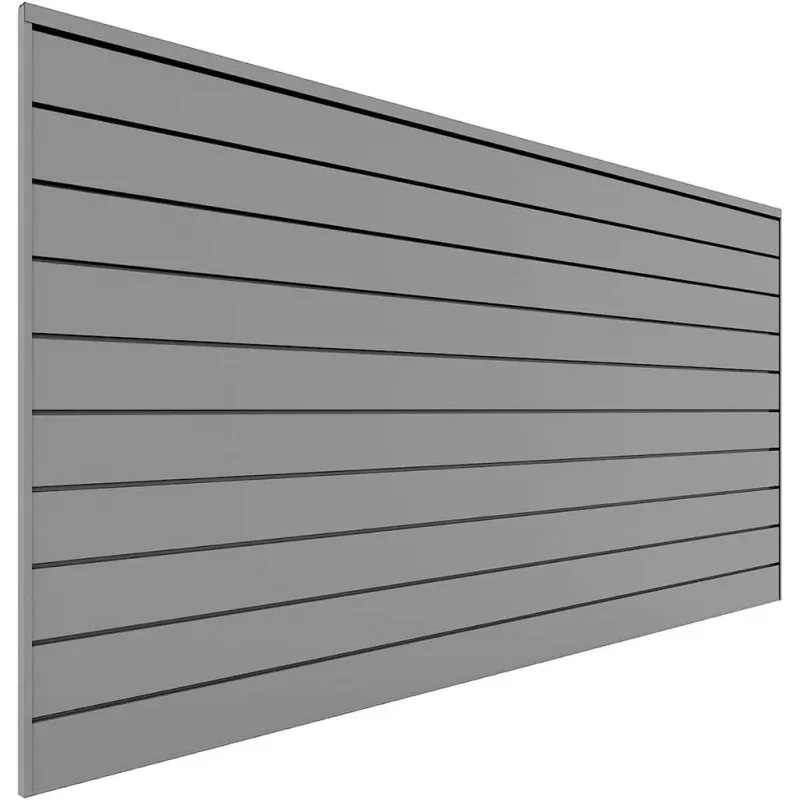 88107 Heavy Duty PVC Slatwall Garage Organizer, 8-Feet by 4-Feet Section, 10 Panels, Light Grey