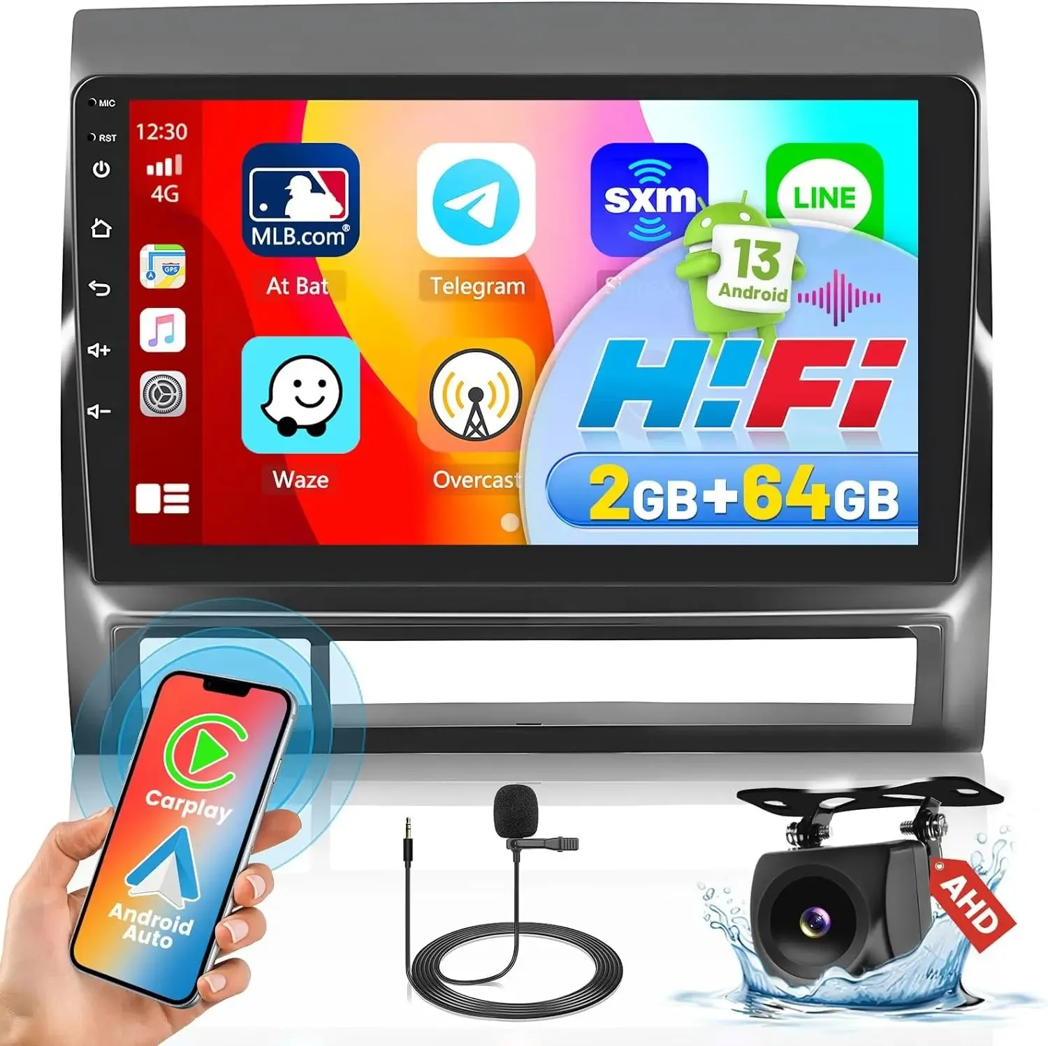 

For Toyota Tacoma Stereo 2005-2013 with Wireless Carplay Android Auto Hikity 9" Touch Screen Android 13 GPS /AHD Backup Camera