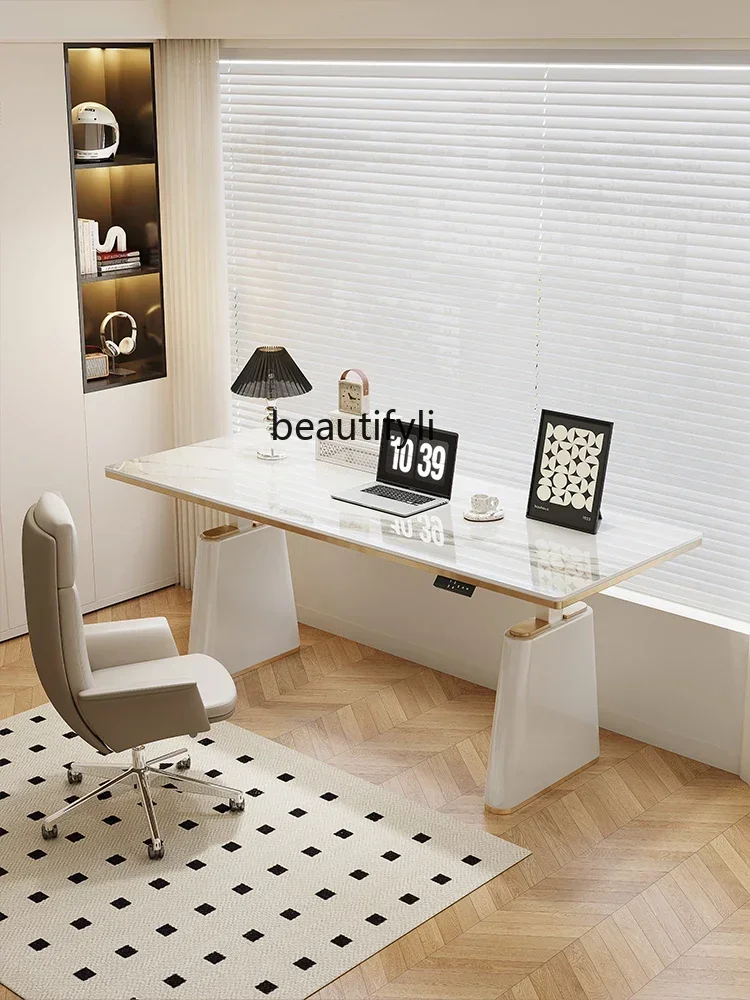 

Light Luxury Stone Plate Desk Simple Modern Household Electric Intelligent Lifting Standing Desk