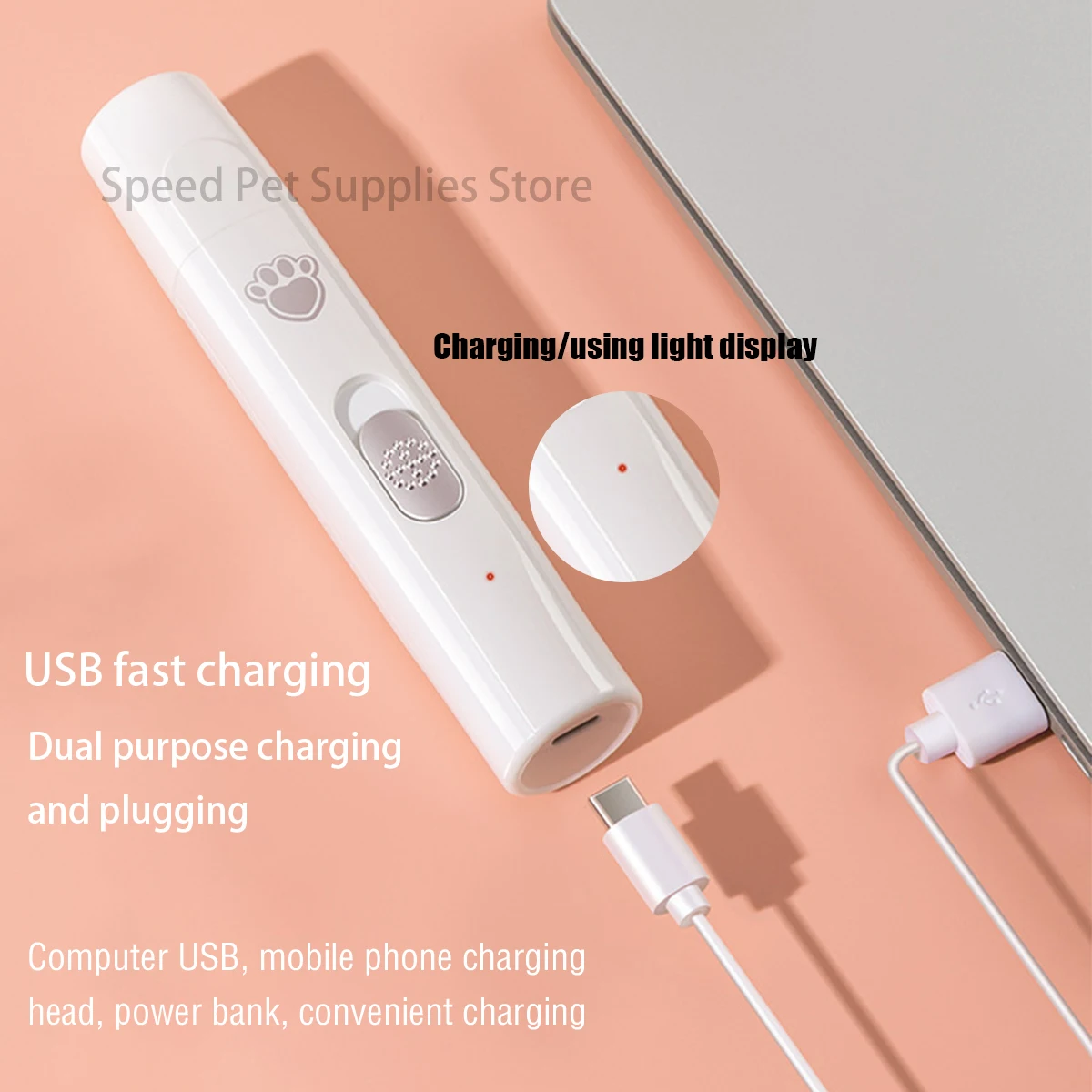 Электрическая шлифовальная машинка для стрижки ногтей для собак, USB перезаряжаемые триммеры для ногтей для домашних животных, безболезненные с полирувальным колесом для маленьких/больших домашних животных