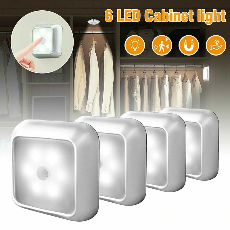 6 LED Night Light PIR sensore di movimento automatico lampada da notte per bambini soggiorno camera da letto casa scala armadio lampada da notte