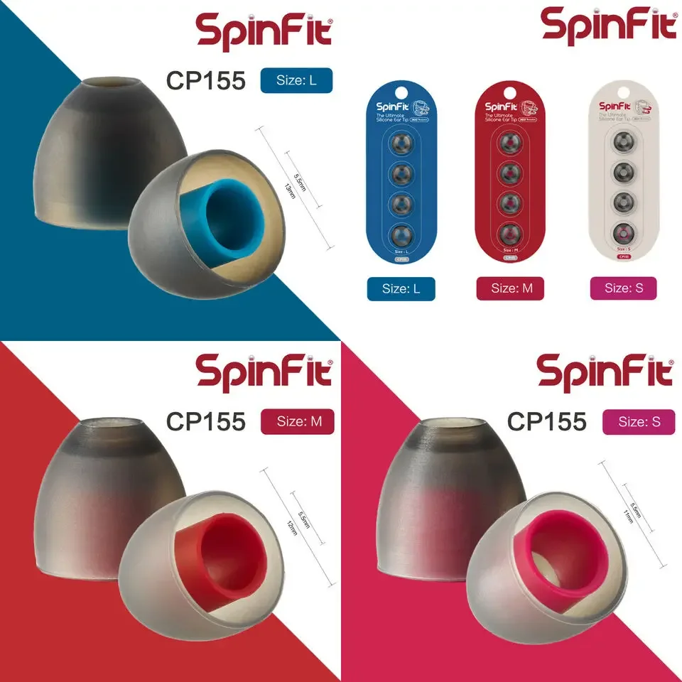 Силиконовые насадки SpinFit CP155 для замены наушников 5,5 мм 5,5 мм для насадки для наушников диаметром 6-7,5 мм, вкладыши для наушников