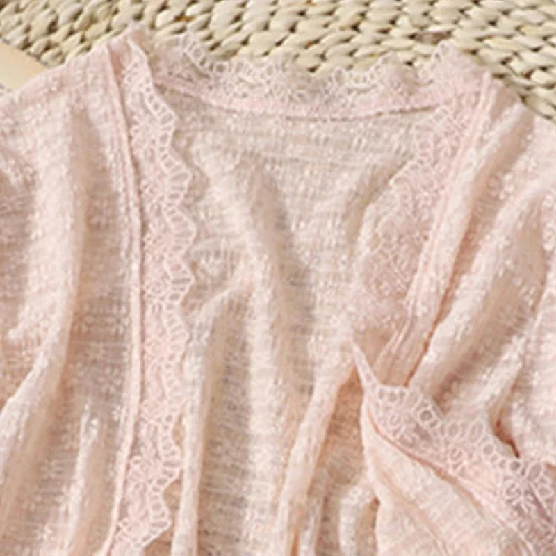 Giacche a prova di sole Donna Pizzo impiombato Elegante Estate Casual Sottile Stile coreano Temperamento Ins Solido Tutto-fiammifero Moda Tenero Chic