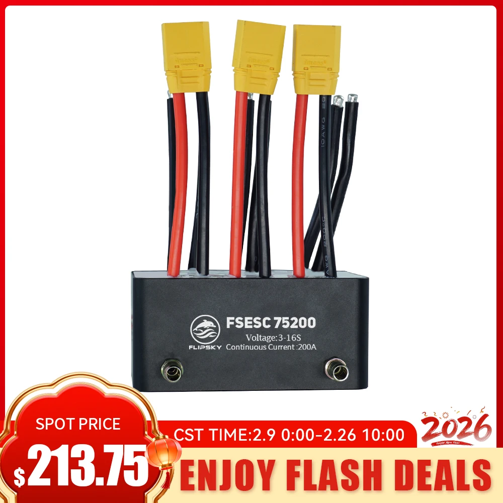 

Контроллер скорости Flipsky FSESC 75200 75В, высокоточный, 200А, на базе VESC, с алюминиевым корпусом и водяным охлаждением, для E-Foil и боевых роботов