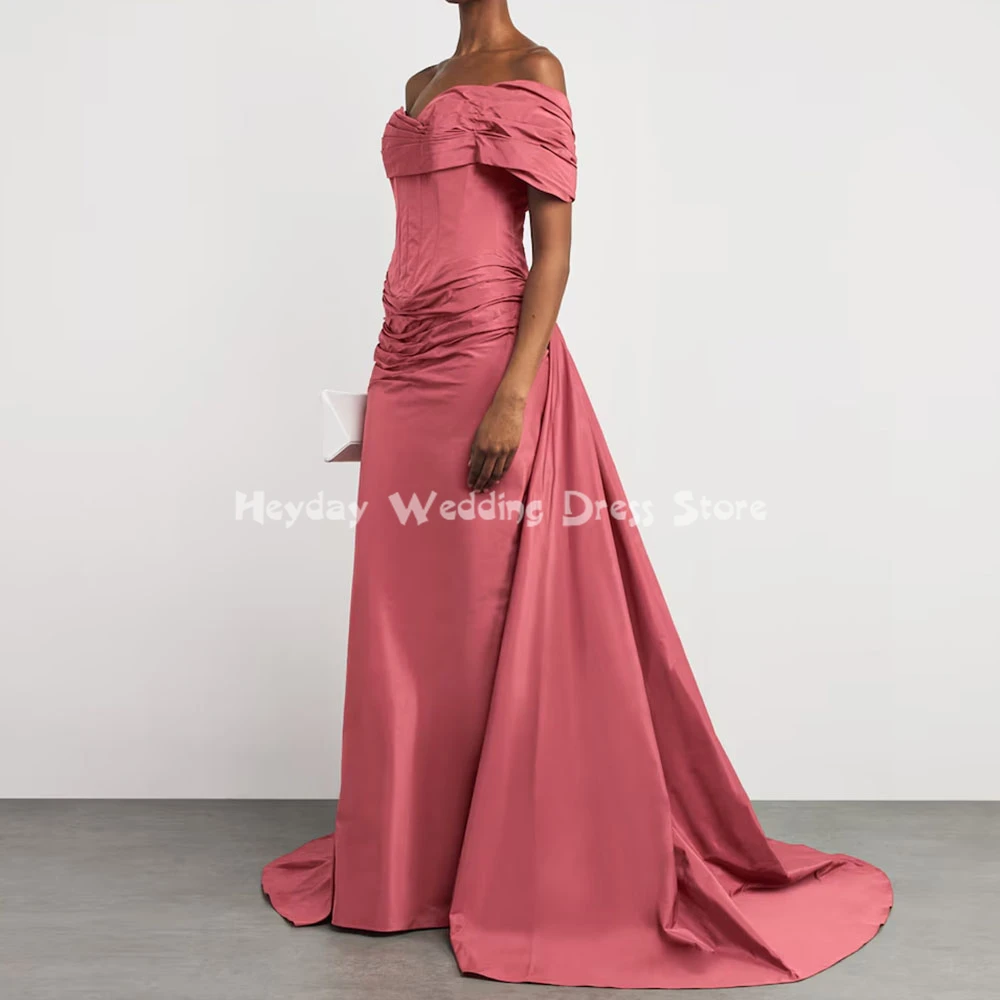 

Heyday Customized Women's Off-the-shoulder Pleats Evening Dresses With Sleeveless Straight Formal Elegant Party Dresses 2025