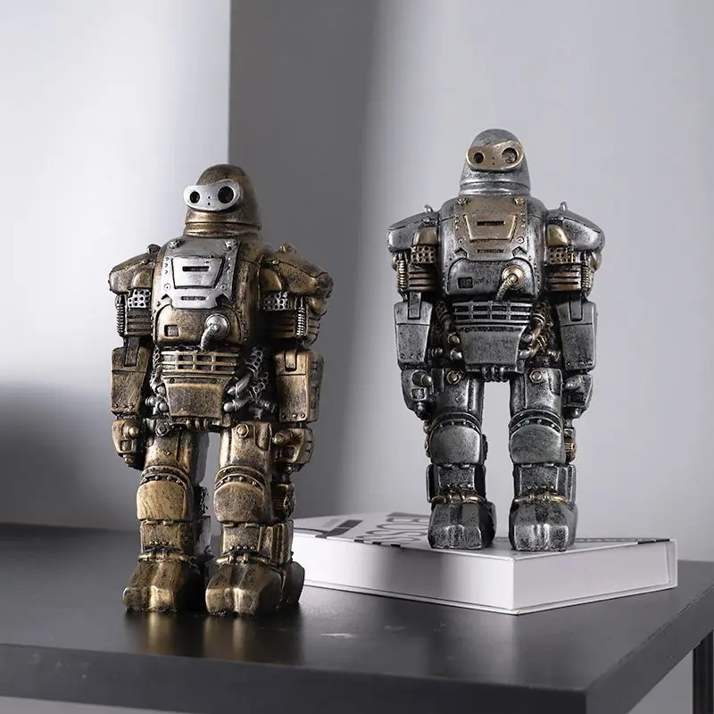 Modern Vintage Robot Figurine Creative Decor Home Ornament for Living Room Wine Cabinet Bookshelf Craft