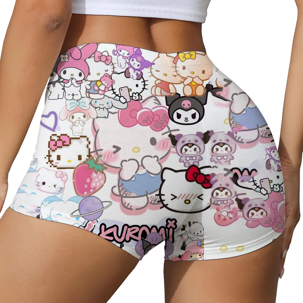 Pantaloncini da yoga da allenamento per yoga da donna personalizzati Hello Kitty Pantaloncini da corsa per motociclisti atletici da palestra