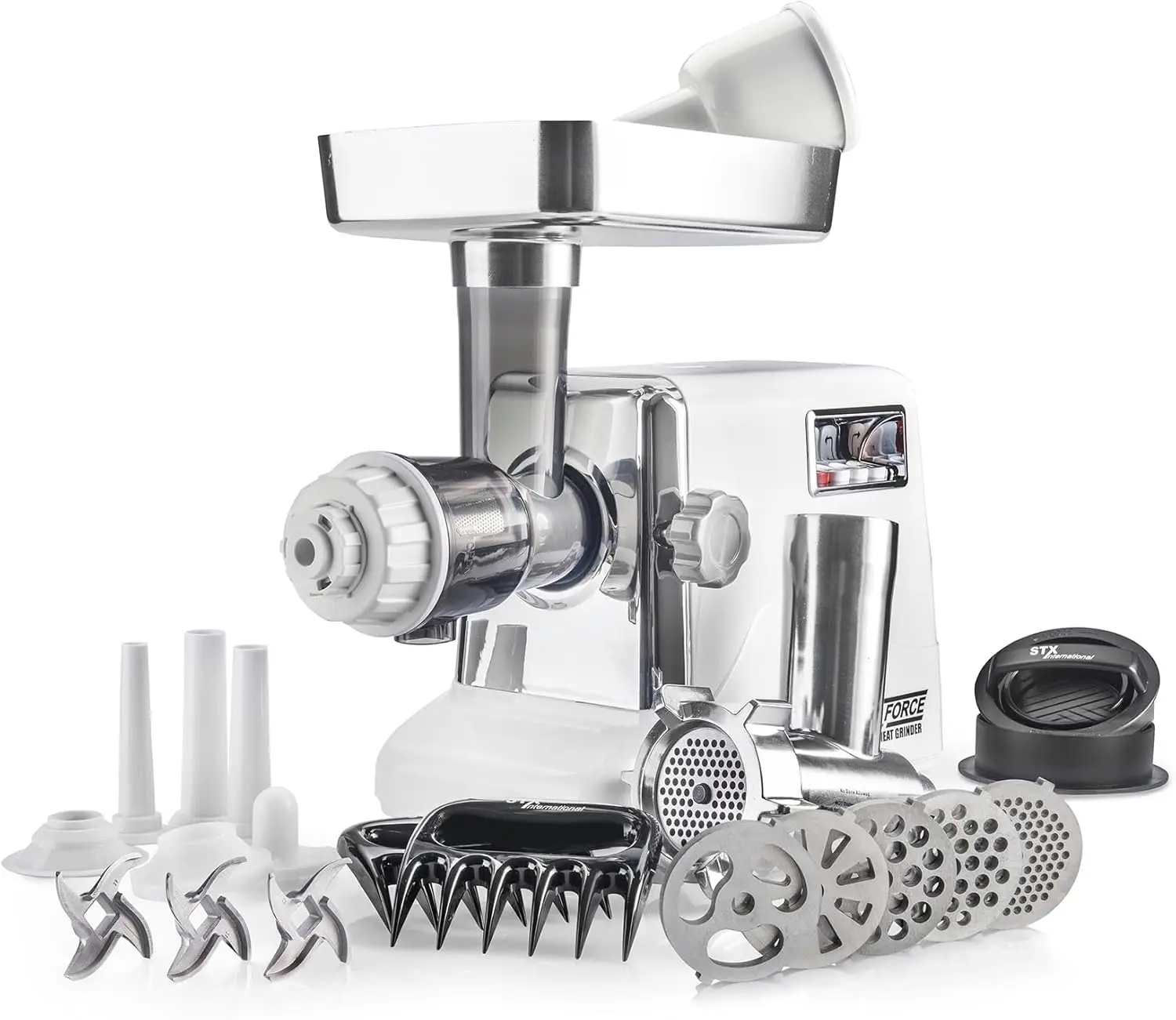 3000 Series 6-In-1 Powerful Size #12 Electric Meat Grinder  Cold Press Juicer  Sausage Stuffer  Kubbe Maker  Burger/Slider M