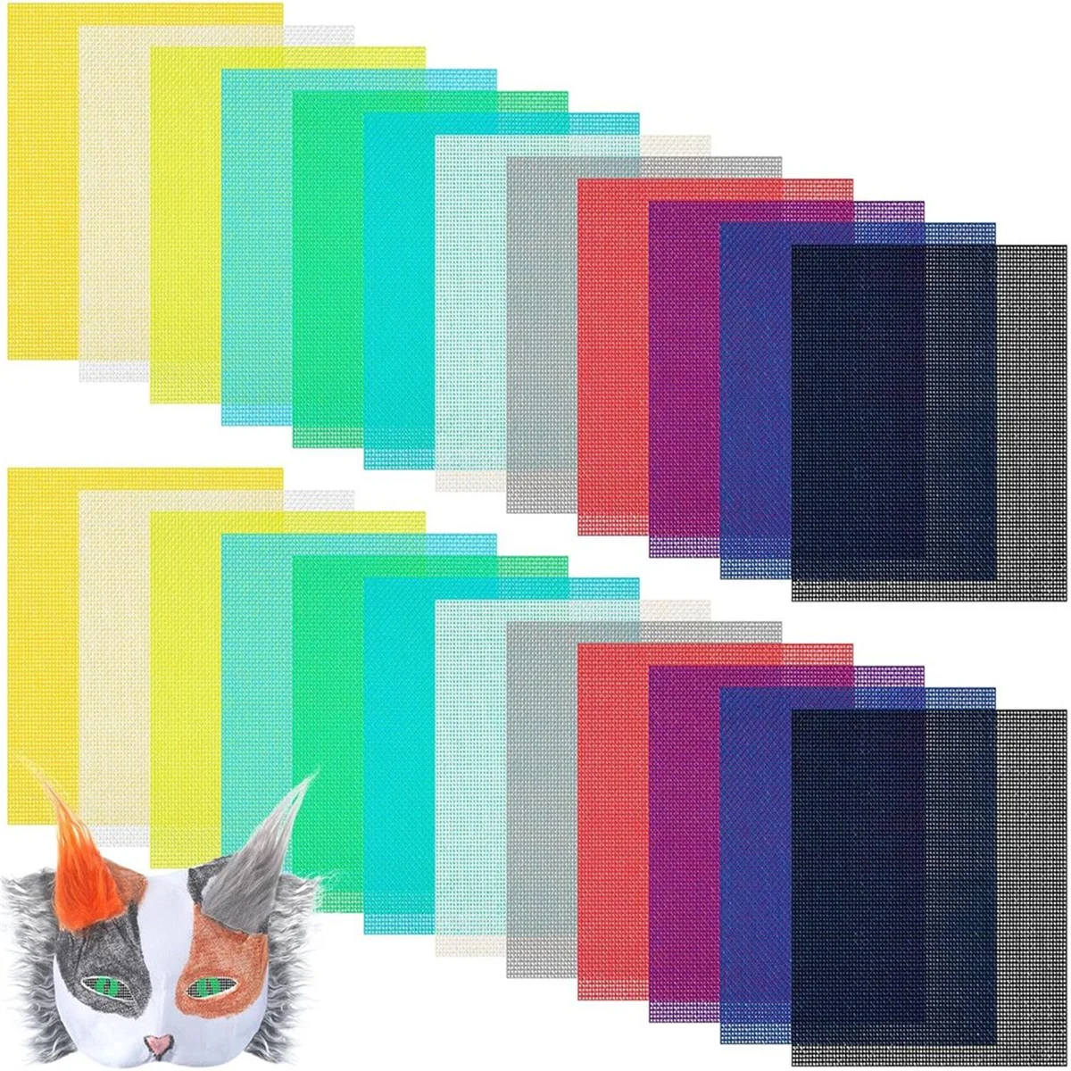 24 ชิ้นตาข่าย 7.9x5.9 นิ้ว DIY Therian หน้ากากวัสดุชุดพลาสติกตาข่ายแผ่นสําหรับ DIY หัตถกรรม make ชุด