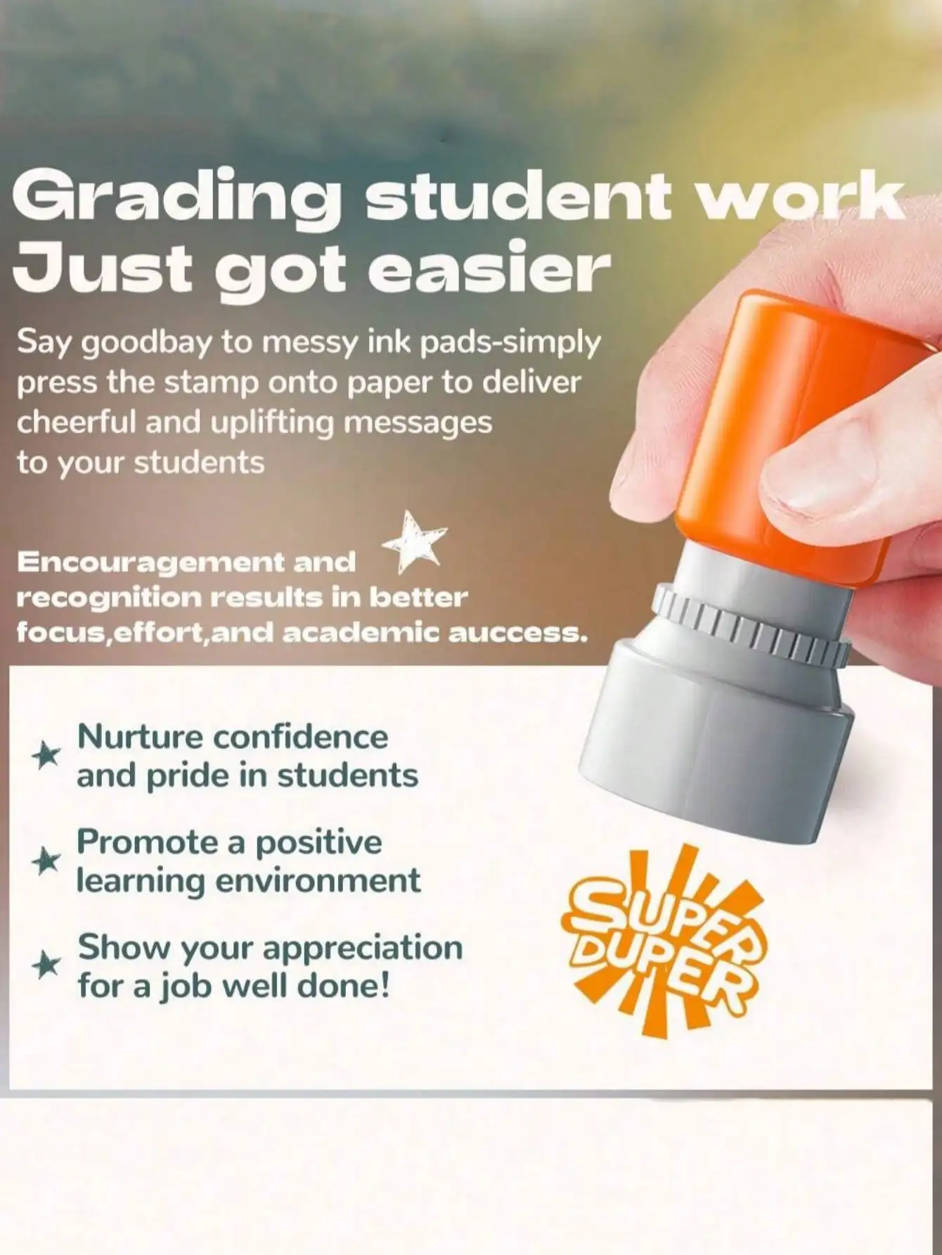 5pcs Teacher Comment Stamp Set, Automatic Ink Encouragement & Behavior Seal for School Supplies