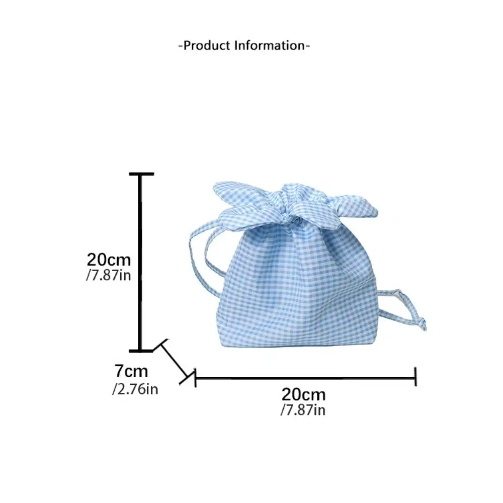 캐주얼 한국 스타일 격자 무늬 Drawstring 가방 인쇄 귀여운 작은 Crossbody 가방 대용량 저장 가방 꽃 핸드백 쇼핑