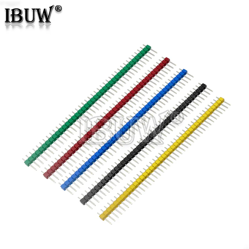 30PCS Pin Connector Male 2.54mm Pitch Pin Header Strip Single Row 40 pin Connector Kit for PCB board  (6 Colors Each 5pcs)