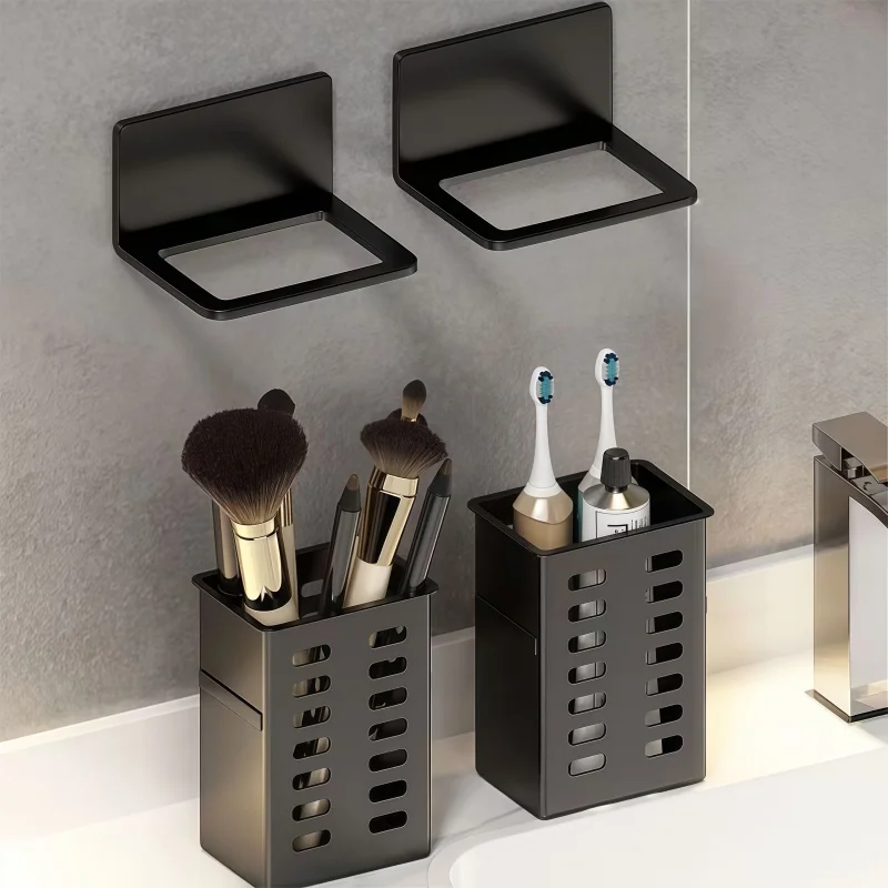 Multi Functional Wall Mounted Storage Box, No Need for Punching, Can Store Toothbrushes and Stationery, A Neat Desktop Helper