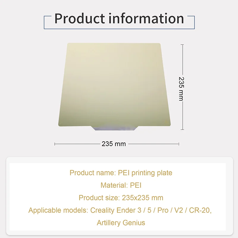 ENERGETIC PEI Build Surface + Spring Steel Plate + Magnetic Base Heated Bed Sticker For Ender 5 Pro 3D Printer Part 235x235mm