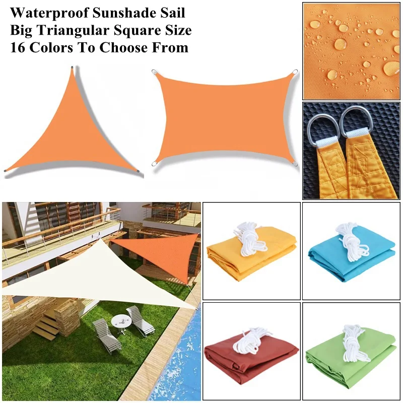 Big Size Triangular Square Sunshade Sail Garden Patio Rainproof Shading Waterproof Cloth Swimming Pool Sunblock Outdoor Awning