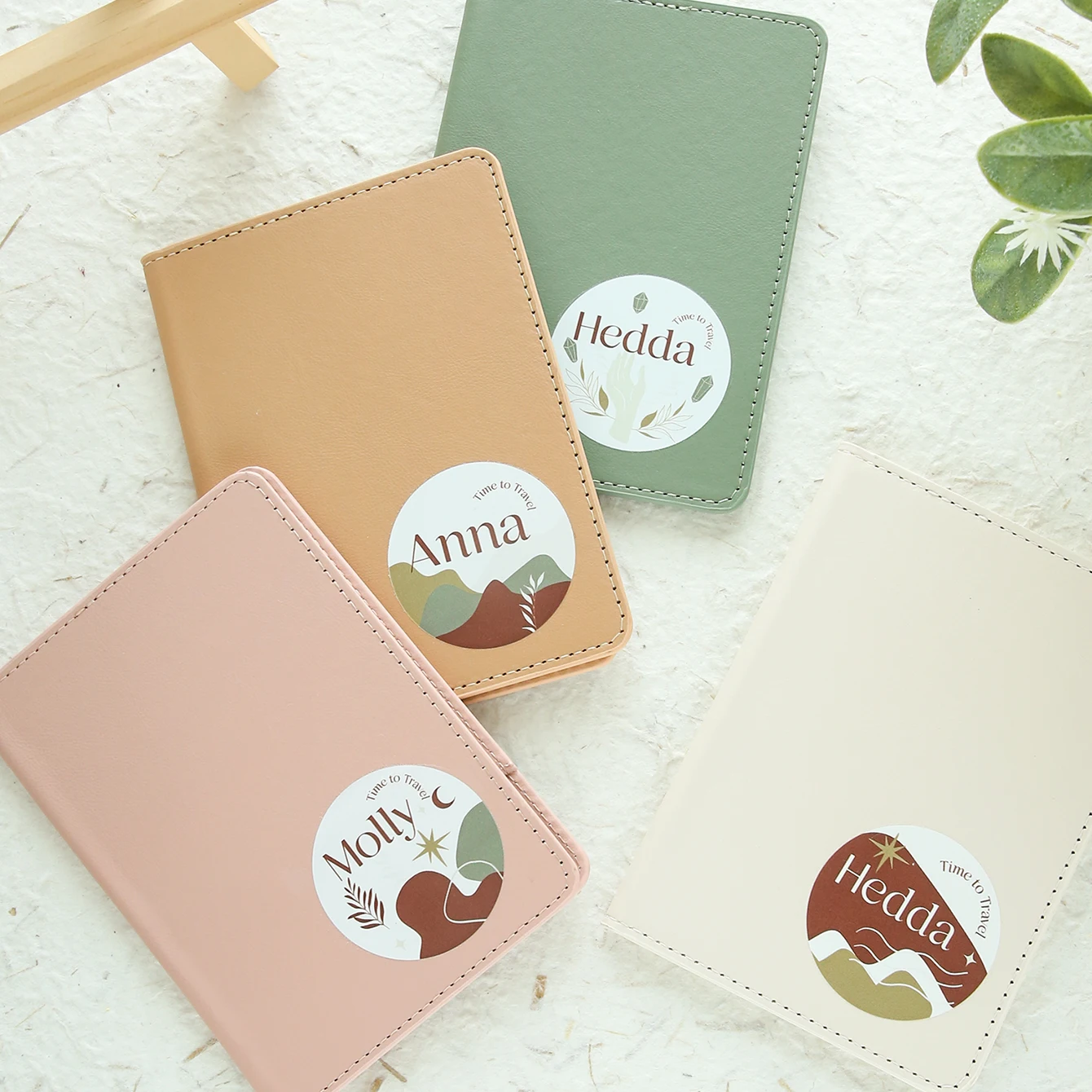 Takeoak Personalized Name Passport Cover Boho Nature Inspired Passport Holder Chic Pattern PU Leather Protective Card Holder Gif