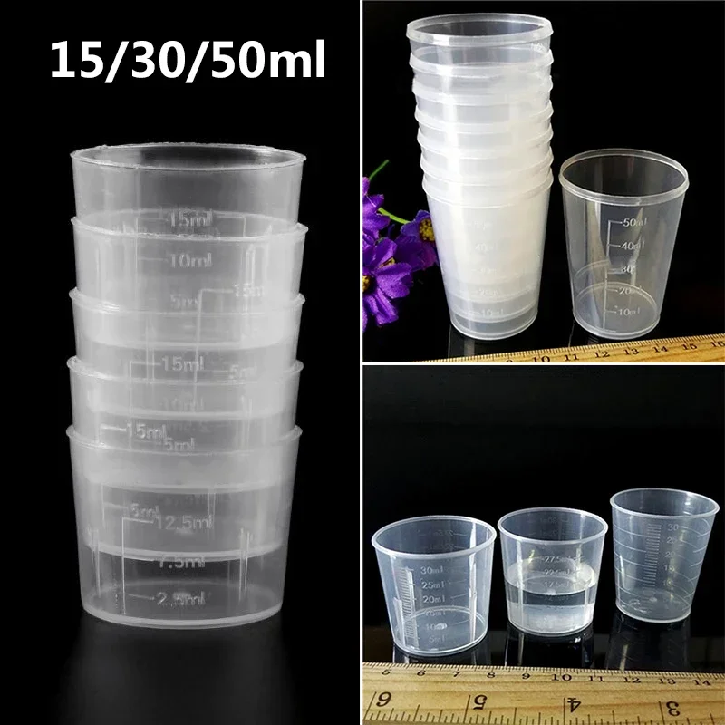 

20pcs 15ml-50ml Transparent Scale Plastic Measuring Cup Laboratory Beakers Milk Tea Store Measuring Cup Large Capacity