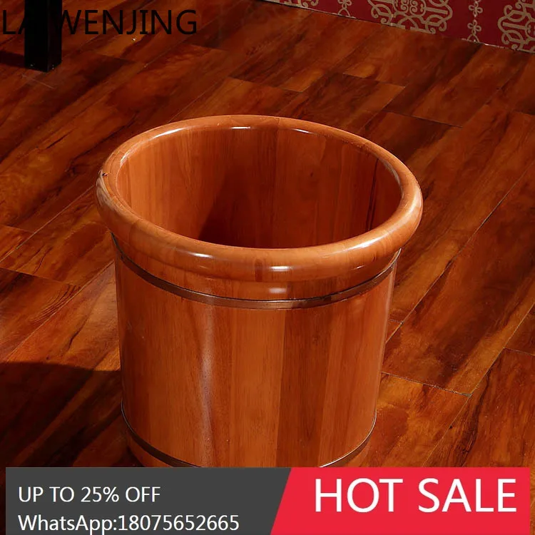 HLZ Solid Wood Foot Steaming Bath Bucket Home Massage Foot Soaking Wooden Bucket Foot Washing Adult Oak Basin