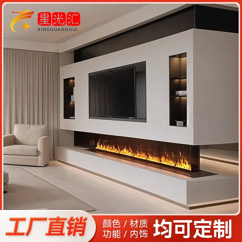 

3D Fogging Fireplace for European Style Fake Flame TV Stand Decor Electronic Built-in Humidifier with Smart Control
