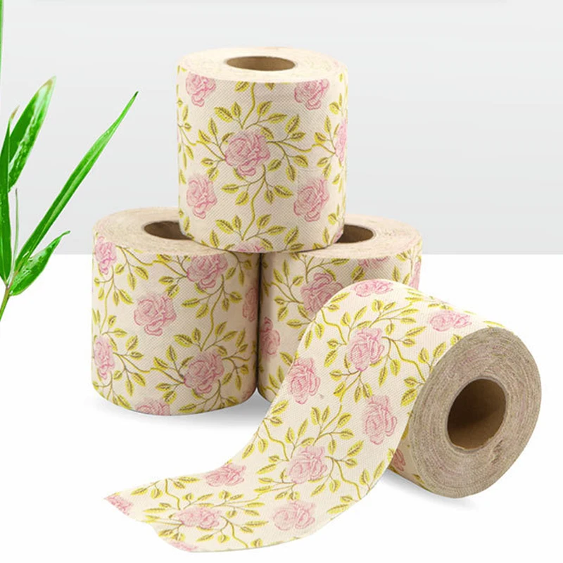 1roll Toilet Paper Printed Paper Roll Flower Decorative Printing Napkin Bathroom Tissue,lavatory Tissue Novelty Toilet Paper