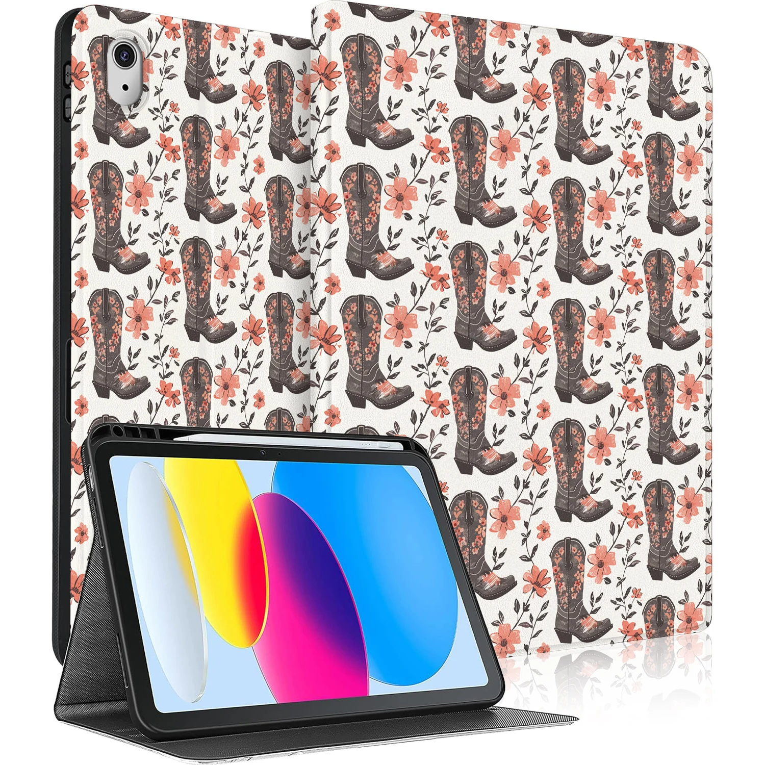 

Western Cowgirl Boot TPU protect Case For Apple iPad A16 11inch 2025 11th Gen 10.9in 2022 10th Floral print Tablet smart Cover