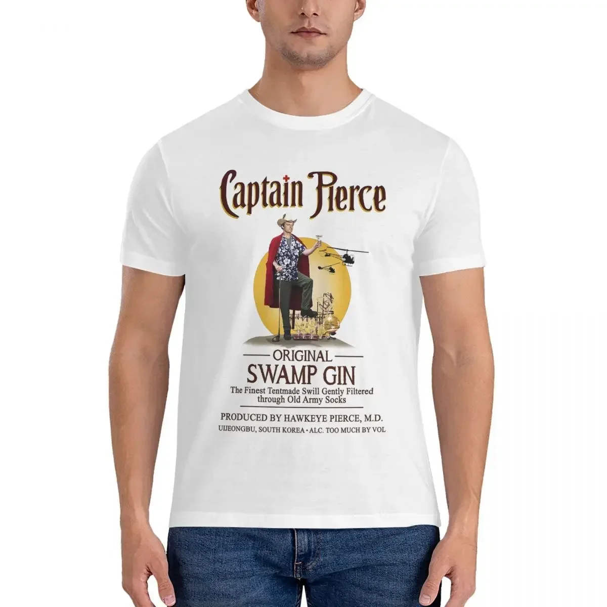 100% Cotton Captain Pierce Swamp Gin T-shirt Male Funny Oversized T Shirt Men Round Neck Summer Shirts Tops S-6XL