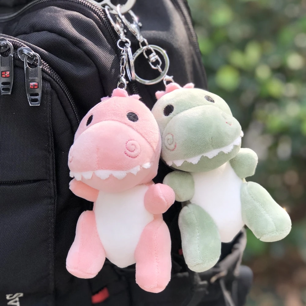 Cute Plush Dinosaur Doll Keychain Bag Decoration Pendant Key Ring Women Girl Cartoon Car Keychains Key Chain Kawaii Dino Keyring