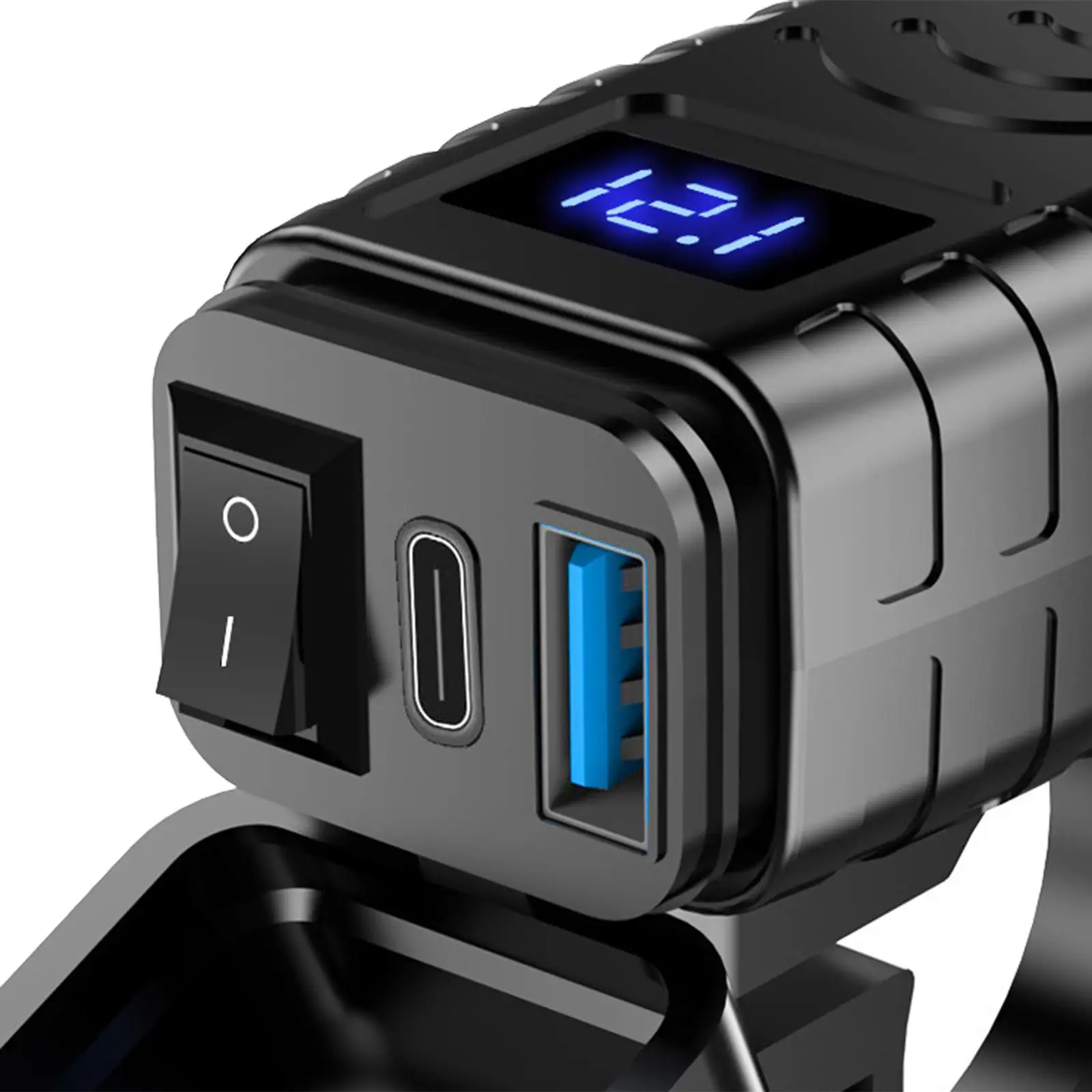

USB-зарядное устройство для мотоциклов, черное, с кнопочным выключателем, быстрая зарядка для телефонов, для морских судов, квадроциклов, автомобилей, транспортных средств
