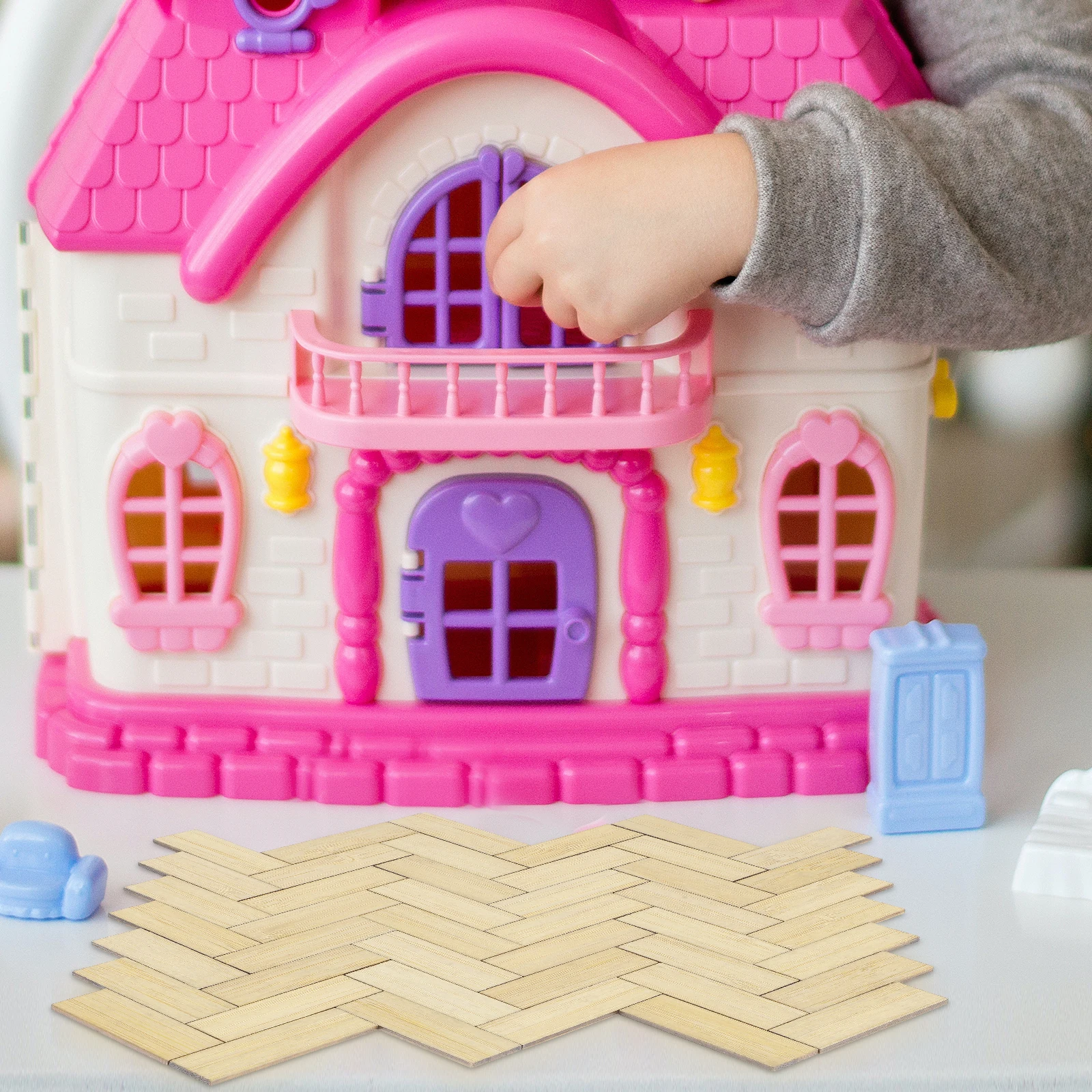 

48pcs Dollhouse Accessories Realistic Miniature Wood Floorboards Bamboo Tile Flooring for Creative Projects Enhance Decor