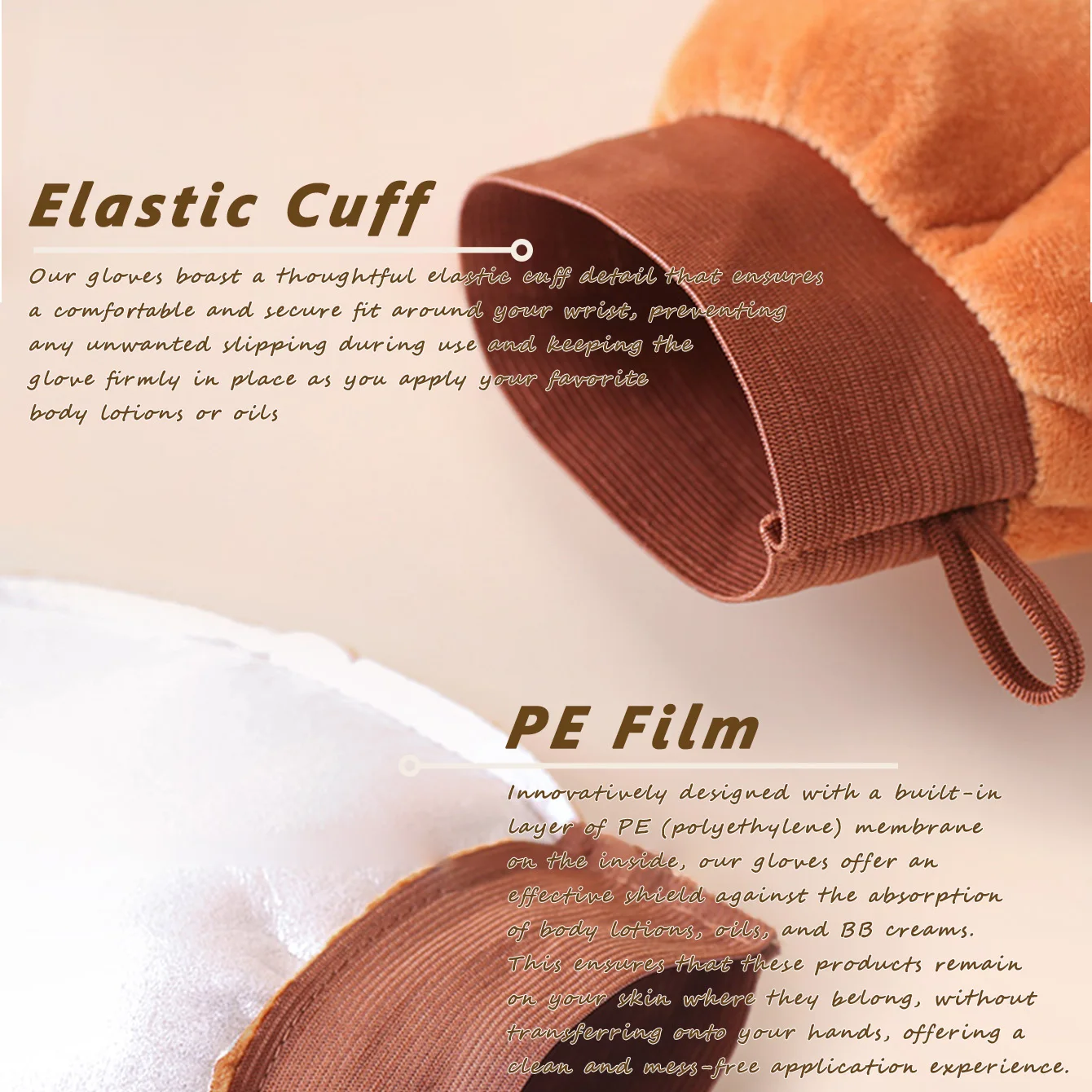 مجموعة قفازات دباغة قابلة لإعادة الاستخدام بدون شمس، قطعتان من اللون الوردي والبني، مجموعة أدوات توزيع قفازات دباغة ذاتية خالية من الخطوط لروتين العناية بالبشرة