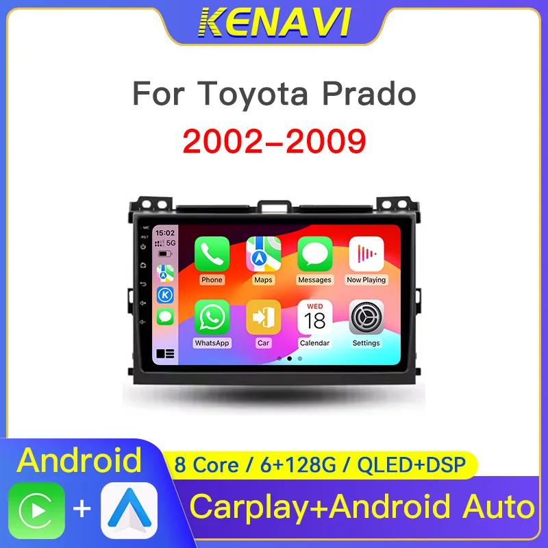 Car Stereo Radio For Toyota Land Cruiser Prado 120 LC120 2002-2009 Multimedia Player GPS Wireless Carplay Android Auto Head Unit