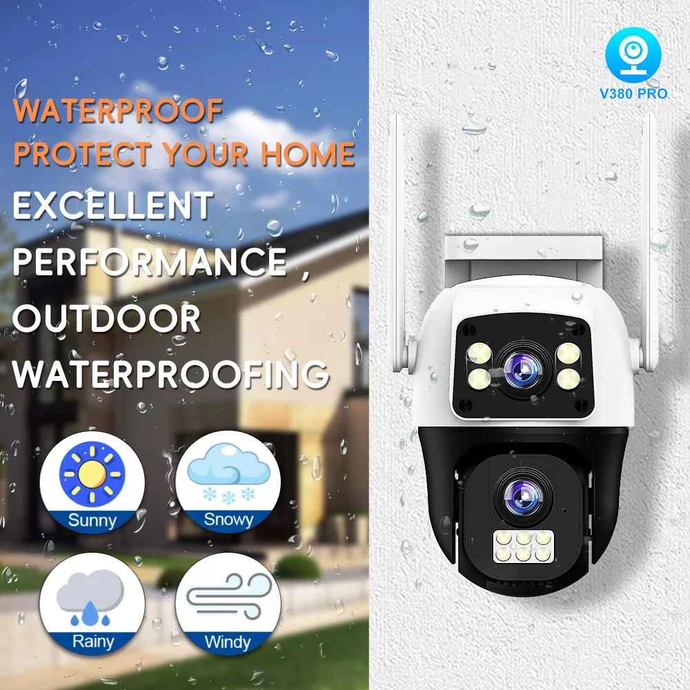 4MP V380pro APP Dual Lens Full Color WIFI PTZ Alarm  IP Dome Camera  AI Humanoid Detection Home Security CCTV Baby Monitor