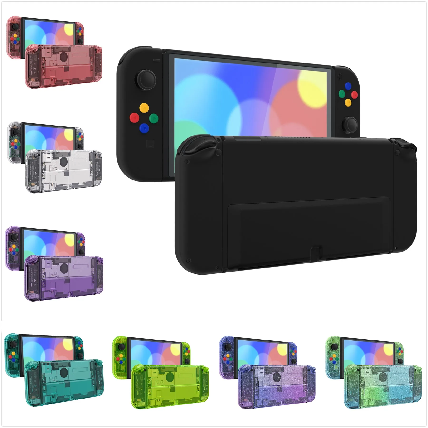 

eXtremeRate Custom Full Set Shell for Nintendo Switch OLED, Replacement Back Plate Kickstand & Joycon Housing Buttons