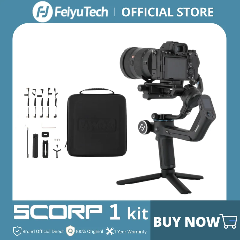 FeiyuTech SCORP-1 3-Axis Handheld Gimbal Stabilizer Handle Grip Display Screen for DSLR Camera Sony/Canon Remote Pole Tripod