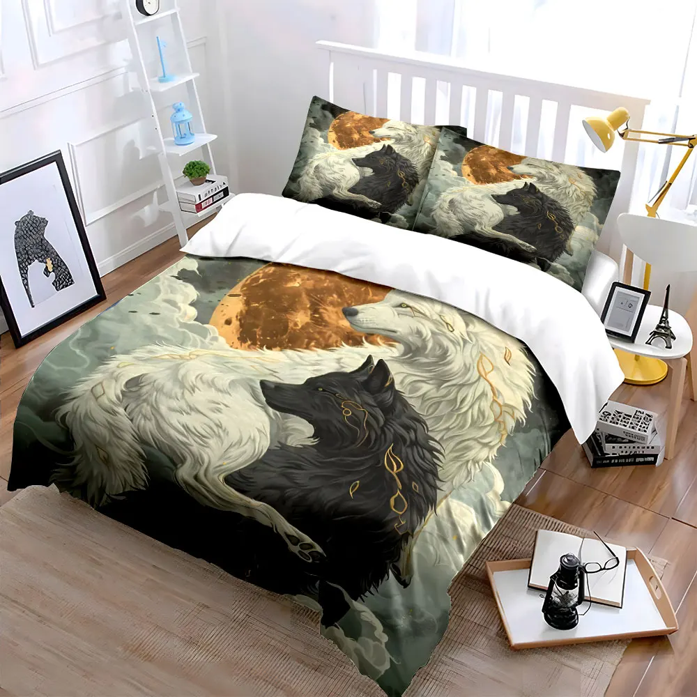 

"Wolf-Themed Art Trio for Decor" Exquisite three-piece bedding set gift for kids and adults