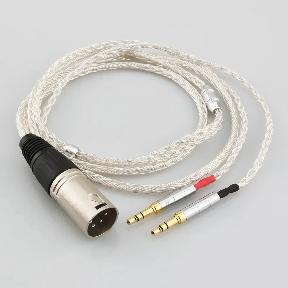 4-pin XLR Balanced Male 16 Core OCC Silver Plated Headphone Upgraded Cable for Denon AH-D600, AH-D7200, AH-D7100, Focal Elear