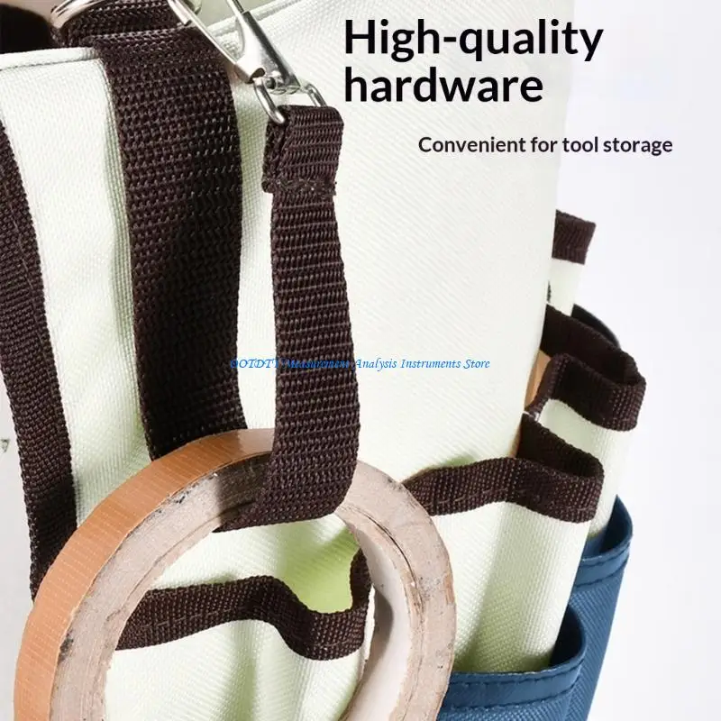 367D Round Bucket Tool Holder Sturdy and Stable with Side Pockets Waterproof Oxfords Cloth Fabric Bag