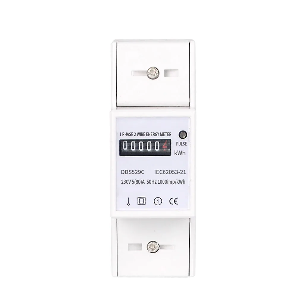 AC 230V 80A 단상 DN 레일 아날로그 기계식 전기 에너지 미터 홈 개선 전기 용품 액세서리