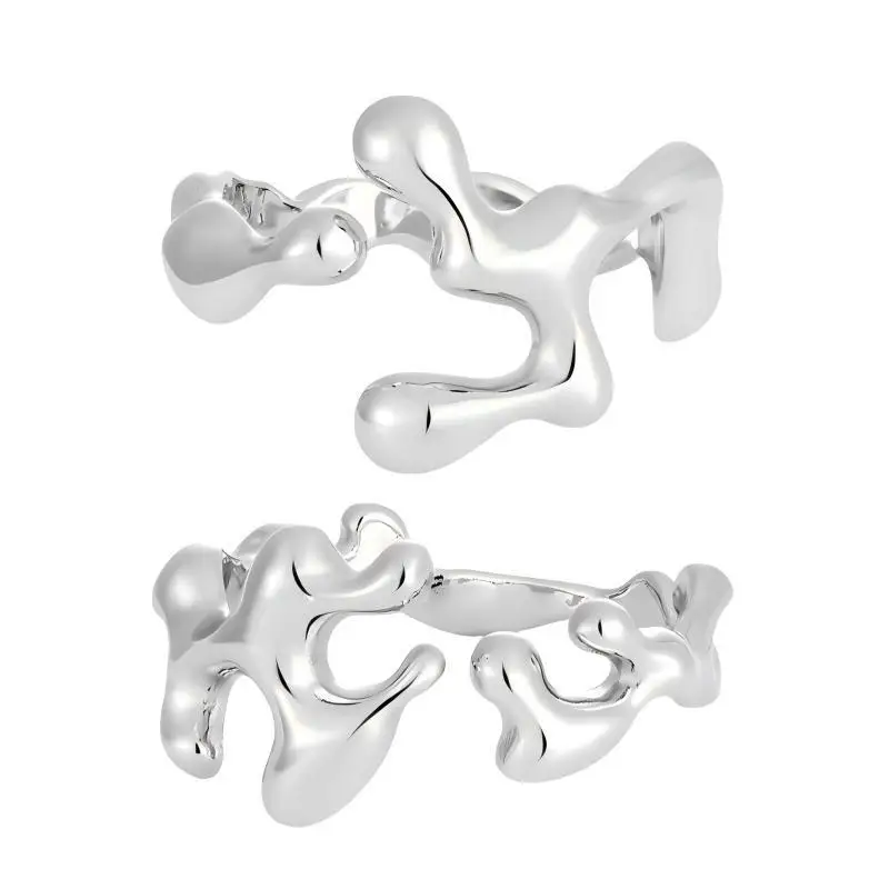 

Unique Design Irregular Fluid - Shaped Ring for Women, Stylish Fade - Resistant Statement Open Ring