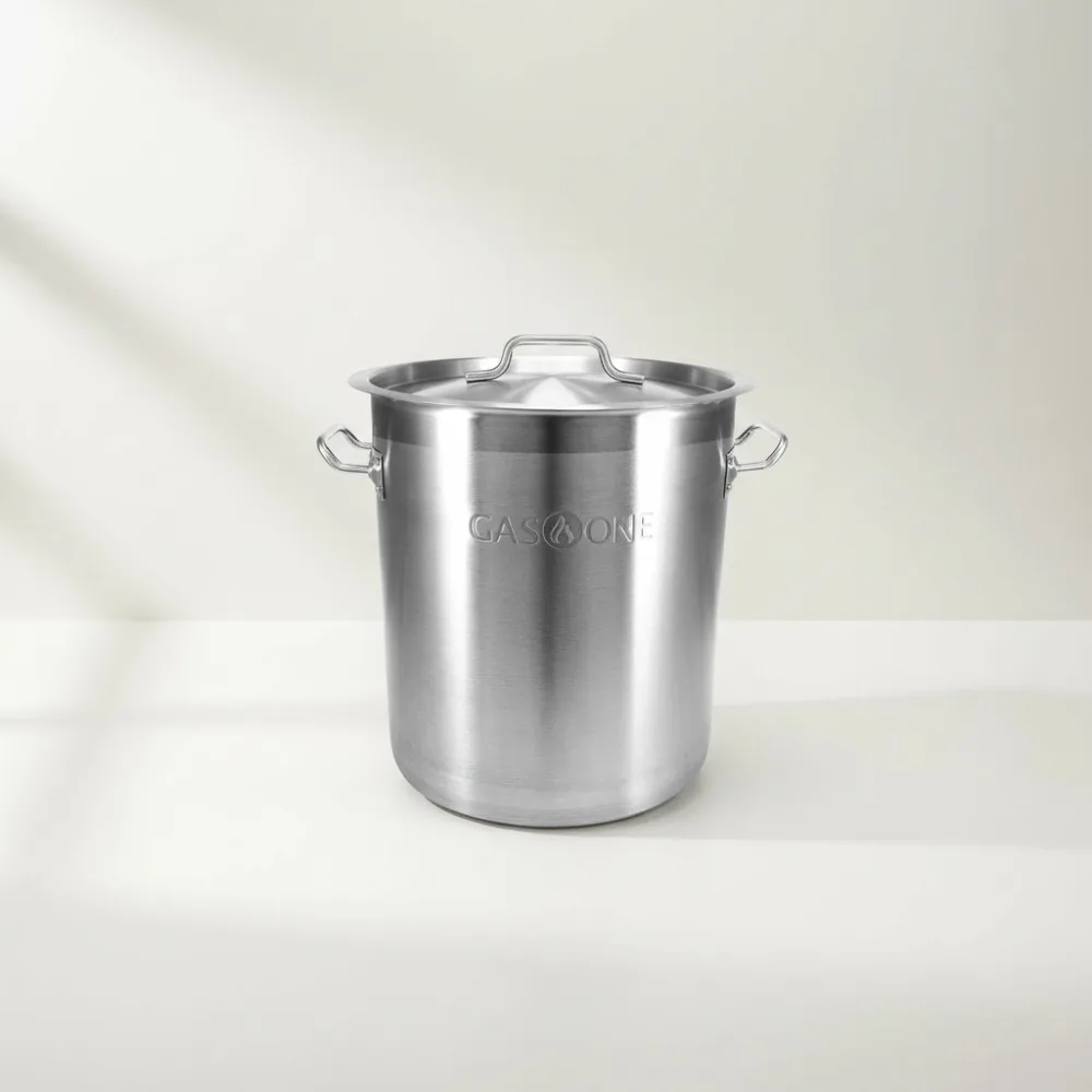 

20QT Stainless Steel Stockpot with Lid - Tri-Ply Bottom for Brewing, Soup & Seafood Boil - Heavy-Duty Cooking Pot